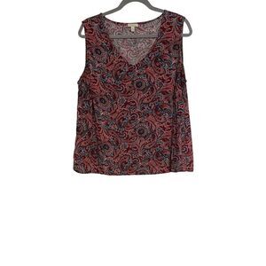 Talbots Womens Paisley Print Sleeveless Rayon Top 1X Multicolor Cottage Artsy